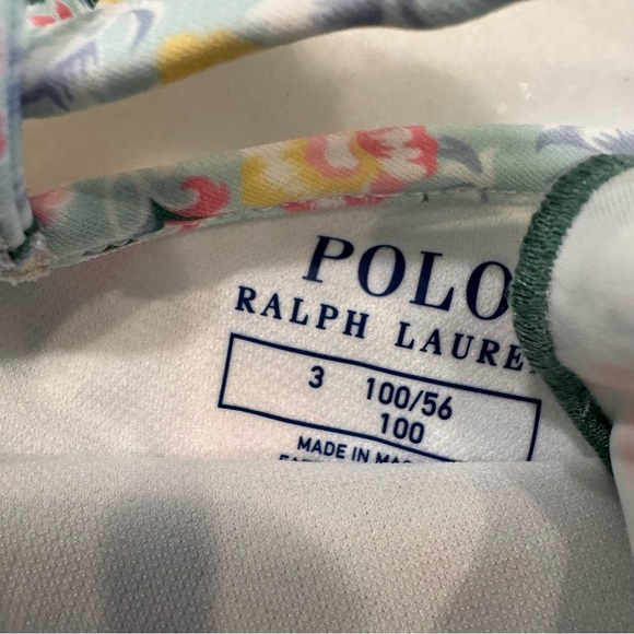 NWT Polo Ralph Lauren Floral Ruffled Criss Cross Back Swimsuit Girls Size 3 - Picture 5 of 8